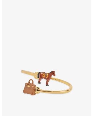 Poubel Horse + Bag 14Ct-Plated Sterling- Enamelled Bangle - Multicolour