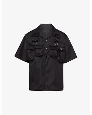 Prada Re-Nylon Brand-Plaque Oversized-Fit Nylon Shirt - Black