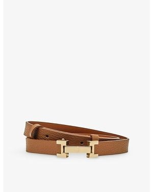 Reiss Hayley Hinged-Buckle Leather Belt - Brown