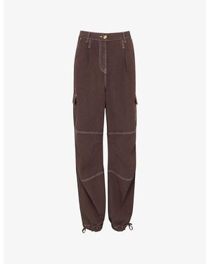 Whistles Lorna Oversized Mid-Rise Stretch-Woven Trousers - Brown