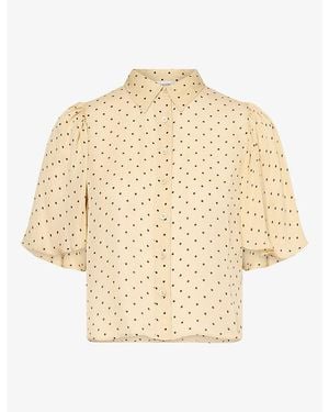 FRAME The Flutter Dot-Print Silk Blouse - Natural
