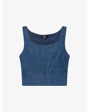 PAIGE Carra Cotton And Linen Blend Denim Top - Blue