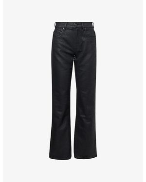 7 For All Mankind Tess Wide-Leg Coated-Denim Trousers - Black