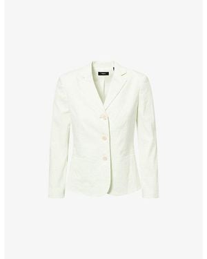 Theory Shrunken Three-Button Single-Breasted Linen-Blend Blazer - White