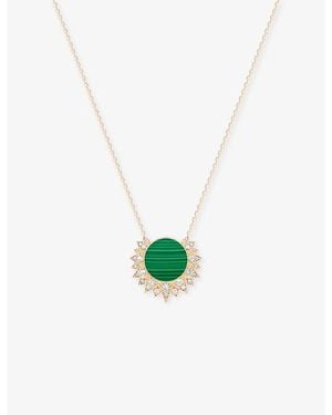 Piaget Sunlight 18Ct- Malachite And 0.17Ct Diamond Pendant Necklace - White
