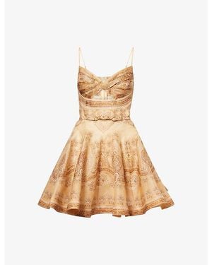 Zimmermann Luna Twist Linen-Silk Mini Dress - Natural