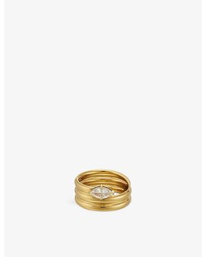Indigo Lune Cassie 18Ct-Plated Stainless-Steel And Cubic Zirconia Ring - Metallic