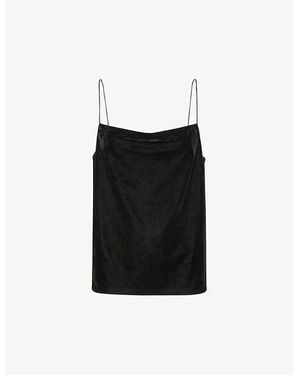 Whistles Cowl-Neck Regular-Fit Stretch-Velvet Cami Top - Black