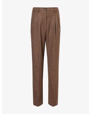 Weekend by Maxmara Pleated Straight-Leg Wool Pants - Brown