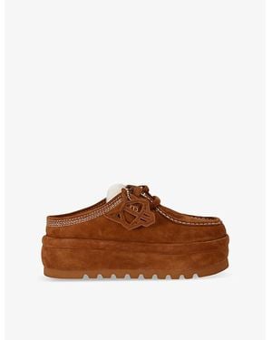 Naked Wolfe Blizzard Shearling-Lined Slip-On Suede Shoes - Brown