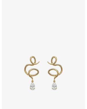 La Maison Du Couturier With Love Darling Medusa Water-Plated Brass And Cubic Zirconia Drop Earrings - Metallic