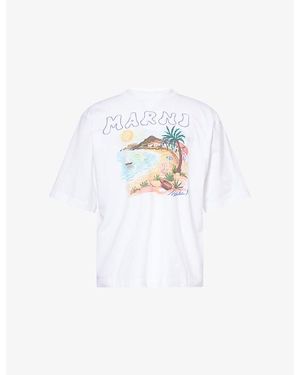 Marni Graphic-Print Cotton T-Shirt - White
