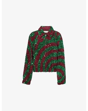 Dries Van Noten Vinnia Sequin-Embellished Satin Jacket - Green