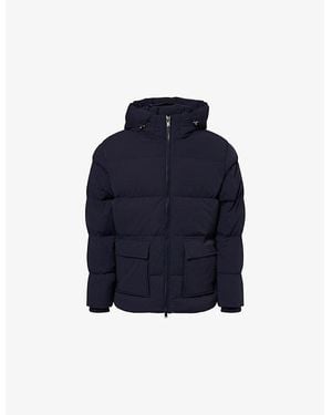 Arne Hooded Short Puffer Parka - Blue