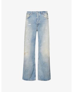 Acne Studios Paint-Splatter Trafalgar Cotton-Blend Jeans - Blue