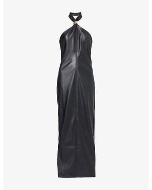 4th & Reckless Rhea Halter-Neck Faux Leather Midi Dress - Black