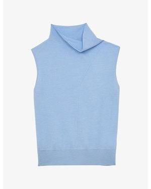 Reiss Honey Sleeveless Wool Top - Blue