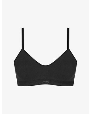 Sloggi Ever Ease Padded Non-Wired Cotton-Blend Bra - Black