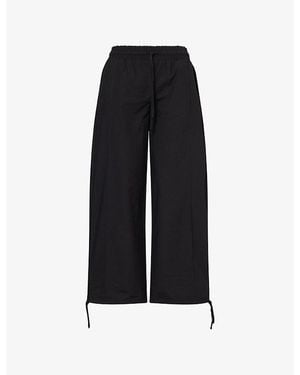 Peachy Den Deba Barrel-Leg Cotton-Blend Pants - Black