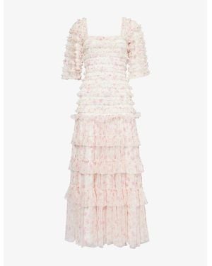 Needle & Thread Rose Ditsy Frilled Woven Midi Dress - Pink