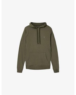 AllSaints Brace Ramskull-Embroidered Cotton Hoody - Green