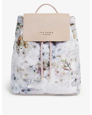 Ted Baker Sukkii Vanilla-print Woven Drawstring Backpack - White