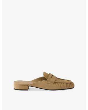 Prada Ruched Suede Mules - Natural