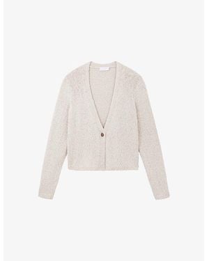 The White Company Single-Button V-Neck Cotton And Linen-Blend Cardigan - White