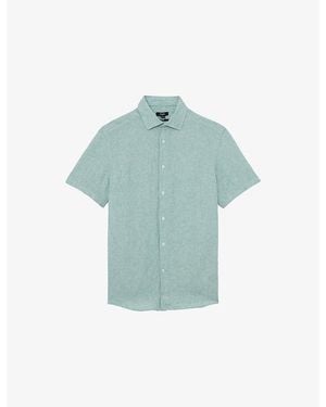 Reiss Holiday Short-Sleeve Linen Shirt - Blue