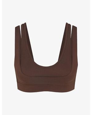 NikeSKIMS Matte Double-Strap Scoop Sports Bra - Brown