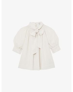 Reiss Lerina Tie-Neck Crepe Blouse - White