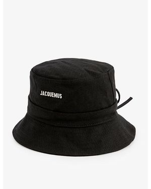 Jacquemus Le Bob Gadjo Brand-Plaque Cotton Bucket Hat - Black