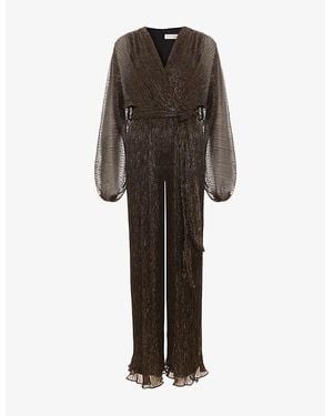 Phase Eight Rachel Wrap-Front Woven Jumpsuit - Metallic