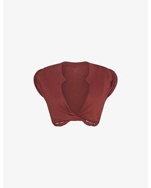 Skims Cover-Ups Plunge Twist Cotton-Jersey Top - Red
