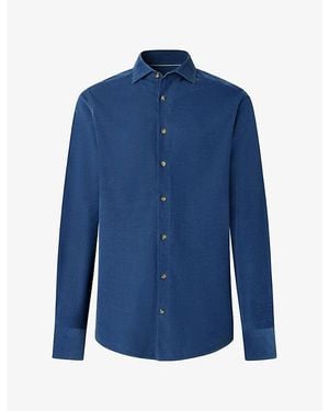 Hackett Cutaway-Collar Tailored-Fit Cotton-Corduroy Shirt - Blue