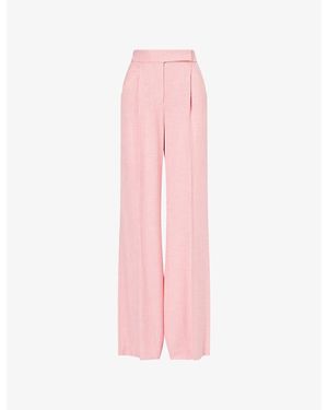 Veronica Beard Marbeau Wide-Leg Stretch-Twill Pants - Pink