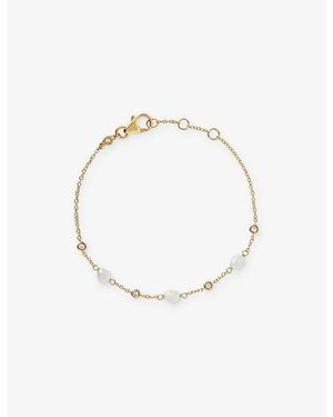 Astley Clarke Pearls 18Ct-Plated Sterling- Freshwater Pearl And Sapphire Station Bracelet - White