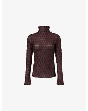 Camilla & Marc Sissil Long-Sleeve Stretch-Woven Top - Purple