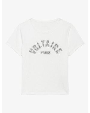 Zadig & Voltaire Alys Rhinestone-Embellished Short-Sleeve Cotton T-Shirt - White