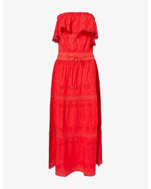 Melissa Odabash Caroline Broderie-Anglaise Cotton Midi Dress - Red
