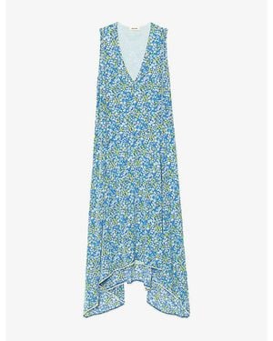 Zadig & Voltaire Rerol Floral-Print Woven Midi Dress - Blue