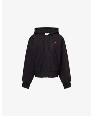 Carhartt American Script Logo-Embroidered Cotton Hoody - Black