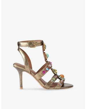 Kurt Geiger Octavia High Crystal-Embellished Metallic-Leather Heeled Sandals