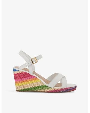 Dune Off Leather Kyrin Cross-Strap Leather Wedges - White