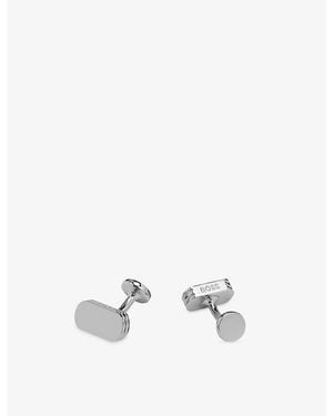 BOSS Brand-Engraved Brass Cufflinks - White