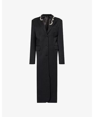 Simone Rocha Jewel-Embellished Cutaway Wool-Blend Tailcoat - Black