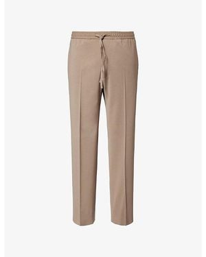 Corneliani Straight-Leg Drawstring Wool Trousers - Natural