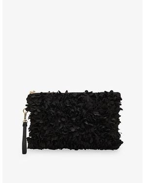 Phase Eight Petal Textured Woven Clutch Bag - Black