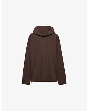 Prada Logo-Embellished Cotton Hoody - Brown