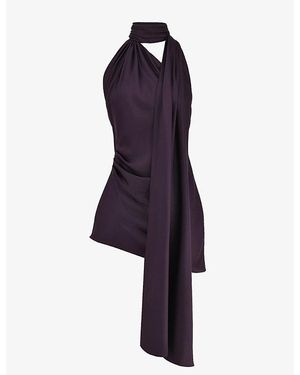 House Of Cb Aida Asymmetric Satin Mini Dress - Purple
